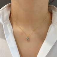 Yes✨S925 silver necklace 14K gold plated necklace topaz necklace transparent blue pendant necklace b