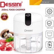 DESSINI USB Rechargeable Food Chopper 250ML Mini Grinder Pengisar Bawang Cili Daging Garlic Portable