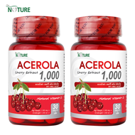 [แพ็คคู่ สุดคุ้ม] วิตามินซี อะเซโรล่า เชอร์รี่ สกัด 1000 มก. Acerola วิตามินซีธรรมชาติ เดอะเนเจอร์ Acerola Cherry Extract 1000 mg. The Nature Vitamin C อะเซโรล่า
