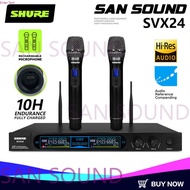 SHURE SVX24 professional wireless microphone uhf cordless rechargeable mic dual handheld Metal mikerophone Karaoke mike One-click switching frequency original Receiving distance 100 meters