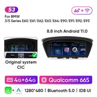 TYJKO Ainavi วิทยุติดรถยนต์8.8นิ้วสำหรับ BMW 5ซีรีส์ E60 E90 E61 E91มัลติมีเดียไร้สายรถยนต์ระบบ Andr