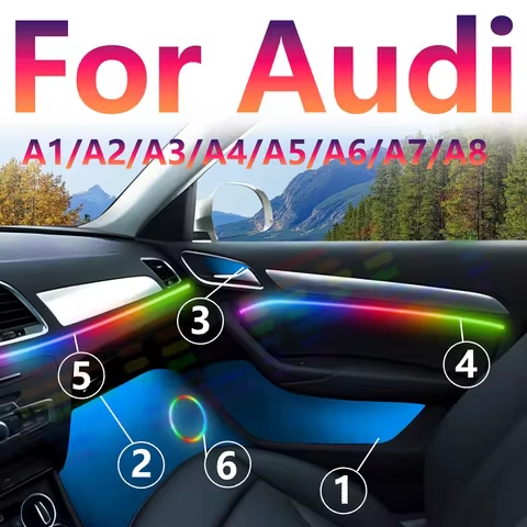 For Audi A1 A3 A6 A7 C5 C6 Q3 Q2 Q7 TT TTS R8 S3 S6 A4 64 Color 22In1 RGB Symphony Car LED Interior 