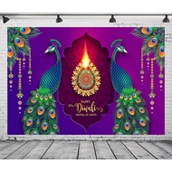 9x6ft Happy Diwali Festival Photography Backdrop Diwali Crystals Gold Diya Peacock Background Diwali Decorations for Deevali Indian Wall Banner Happy Diwali Party Decorations Props