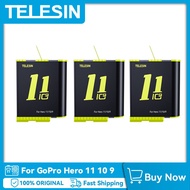 TELESIN Battery For Gopro Hero 10 11 9 1750 Mah Battery 3 Ways Fast Charger Box TF Card Storage For Gopro Hero 9 Accessories