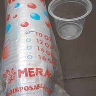 Gelas/cup plastik 10, 12, 14, 16 oz tanpa tutup merk Merak - 16
