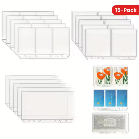 15 Pcs A6 PVC Loose Blade A6 Adhesive Pouch Pocket Piece Protector Business Card Business Card Sleev