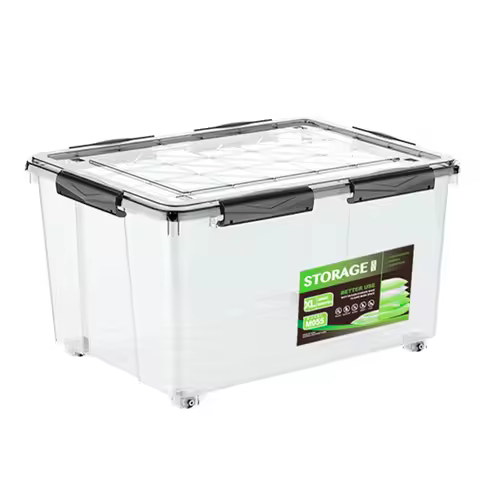 55/68/80L Stackable Storage Bin Large Clear Plastic Storage Box Removable Clothes Container With Lat