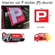 Interior car P universal sticker JPJ Ukuran JPJ Compliance P Lesen (Sticker P)
