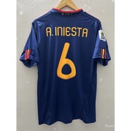 Spain 2010 Retro visitor soccer jersey high quality custom bouquets INIESTA VAAG