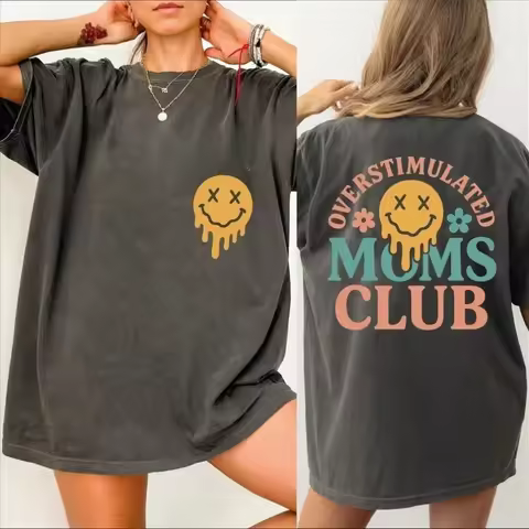 Overstimulated Moms Club Custom Mama T-Shirt Personalized Shirt Funny Mama Mother Day Gift Regular S