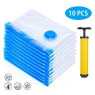 10PCS Vacuum Storage Bags Compression Sealer Bags Reusable Bags with Free Pump for Travel, Space Saver, Reusable Bags with Travel Hand Pump for Duvets, Bedding, Pillows, Quilts, Comforters, Dresses, Suitcases