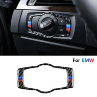 Carbon Fiber Car Headlight Switch Button Frame Cover Trim Car Interior Sticker For BMW 3 Series E90 E92 E93 Accessories