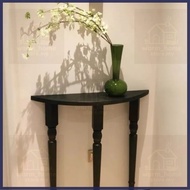 Light Luxury Curved Solid Wood Entrance Console Table Modern Black Hall Display Stand