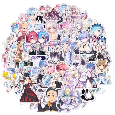 50PCS Re ZERO Starting Life in Another World Sticker Rem Ram Cartoon Decoration ACGN Anime Graffiti 