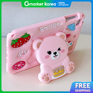 iPad 6 5Th Generation 9.7 A1822 A1893 Sweet Pink Bear Stand Strap Silicone Tablet Case
