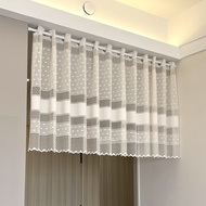 Japanese Style Punch-Free Shade Curtain Small Short Curtain Study and Bedroom Balcony Curtain Scandinavian Lace Half Curtain Kitchen Curtain Door Curtain