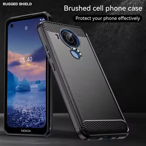 For Nokia 1.4 2.4 3.4 5.4 Carbon Brushed TPU Gel Case,Anti-Shock Flexiable Stripe Rubber Case For No