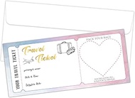 ZEDEV 2 Set Pink Surprise Scratch-off Boarding Pass Ticket with White Envelopes, 3.5"x8" Travel Tick