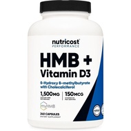 Nutricost HMB (1500mg) and Vitamin D3 (6000 IU) Supplement - 240 Capsules, 80 Servings - Gluten Free