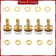 AOTO 5pcs A500K Potentiometer Splined  Electric Guitar Bass Effect Amp Tone Volume