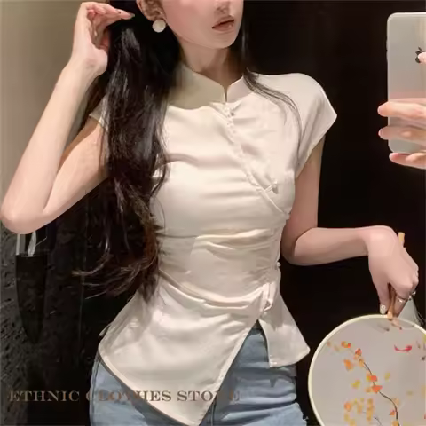 Fashion New Chinese Style Top Shirt Classic Jacquard Tang Style Qipao Cheongsam Blouse Traditional C