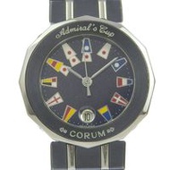 二手CORUM Admiral's Cup 手錶，型號 39.610.30 V-50，不銹鋼，槍藍色錶盤，瑞士製造，海軍藍石英機芯，模擬顯示，海軍藍錶盤，海軍藍杯，女士腕錶。