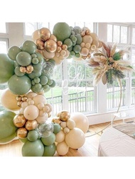 Kit verde grisáceo guirnalda de globos de arco con arena blanco cromo de color metálico dorado aguacate globos para fiesta de bienvenida al bebé nupcial ducha fiesta boda de fiesta de cumpleaños decoraciones