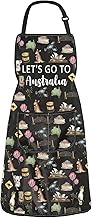ZJXHPO Australia Trip Kitchen Apron Australia Travel Vacation Gift Let's Go To Australia Apron With 