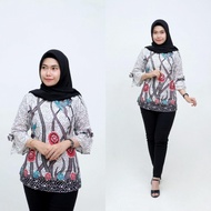 Baju Batik Wanita Atasan Blus Batik Pekalongan Murah Lengan Tiga Perempat Motif Terbaru Adem New Mod