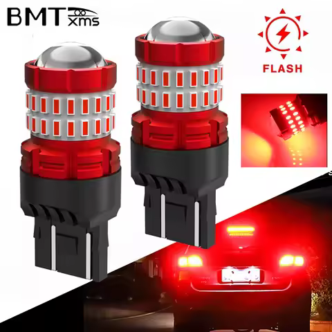 BMTxms 2Pcs W21/5W 7443 P21W LED Bulb Strobe Flash Brake Stop Light T20 3157 P27/7W 1157 P21/5W LED 
