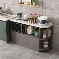 HY/🍒Solid Wood Sideboard Marble Integrated Cupboard Cupboard Microwave Oven Storage Rack Kitchen Multi-Functional Simple