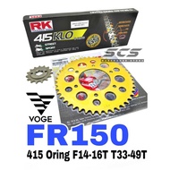 MCS Sprocket Set VOGE FR150 Rantai Emas RK 415 KLO O-Ring Chain Gold Motor VOGE150 FR Accessories Mo