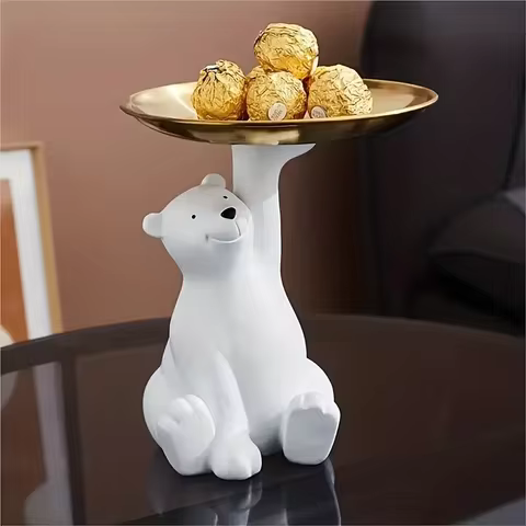 Creative Polar Bear Seated Position Tray Storage Accessories That Can Store Keys Decorations for Fri