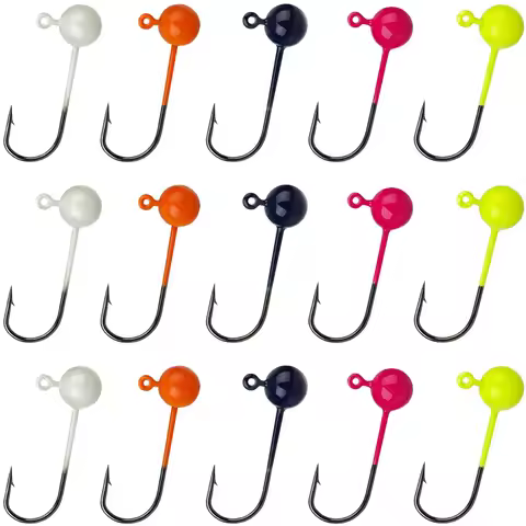 50pcs/lot Jig Head Fishing Hook Round Ball Jig Head Hook 0.45/0.8/1/1.5/2g Weedless Long Shank Jig H