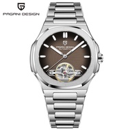 นาฬิกา Tourbillon ของสแตนเลสสตีลผู้ชายดีไซน์แบบนาฬิกาจักรกลผู้ชายนาฬิกาข้อมือผู้ชาย100เมตร YS025นาฬิ