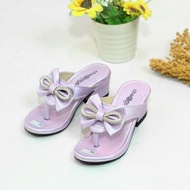 Girls' Flip Flops with 3CM Heel and Gem Ribbon CP01