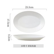 Đĩa Đựng Cá Hấp Bằng Gốm Sứ Sang Trọng Có Viền Vàng Đĩa Đựng Thực Phẩm Hình Elip Cho Nhà Bếp Đĩa Đựn