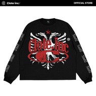 Boxy Crop Fit Long Sleeve Clote Unisex Streetwear Cotton 20s Albania Flag Black