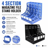 4 SECTION MAGAZINE FILE STAND HOLDER Desk Organizer Document Storage Rack Office File Folder Book St