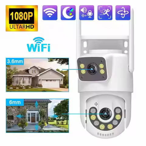 4MP UHD O-kam APP 2.4G&5G Dual Lens Wireless PTZ IP Dome Camera Full Color AI Humanoid Detection Hom