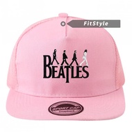 Pink Mesh Snapback Trucker Hat The Beatles Abbey Road Classic Figure Print Unisex Breathable Outdoor