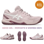 [ Asics GEL TENNIS SHOES - DEDICATE 8 WOMEN 2024 - Watershed Rose / White ]