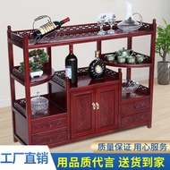 Solid Wood Sideboard Wall-Mounted Multi-Functional Tea Cabinet New Chinese Liquor Cabinet Living Room and Kitchen Locker