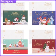 kevvga  Christmas Card 4 Set Xmas Greeting Cards Gift Paper for Festive Printed