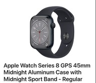 Seal pack, 100% Brand New, Apple Watch Series 8 GPS 45mm Midnight Aluminum Case with Midnight Sport Band - Regular