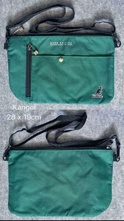 包郵 Kangol 綠色斜孭袋 袋鼠 斜背包 購自日本 拉鍊袋 多用途 旅行 證件 小物 外遊 出街 便攜 男女裝 中性 Green Crossbody Bag Travel Passport