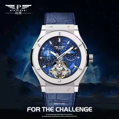 PINDU Design Mens Watches Top Brand Luxury Fashion Business Automatic Watch Men's Waterproof Mechani