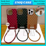HONOR X5b X6 X6b X7b X7c X8 X8b X9b X9c 90 200 Smart Lite 4G 5G polka dot strap leather phone case c