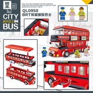 Zhego QL0950 Compatible Lego Double-Decker Travel Bus BRT Double-Decker Connected Bus Inserted DIY Building Block Toy