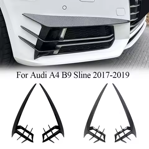 Car Front Bumper Canard Side Splitter Fog Lamp Sticker For Audi A4 B9 Sline 2017-2019 Car Front Spoi